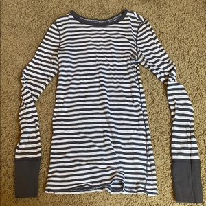 Charcoal gray and white striped long sleeve
